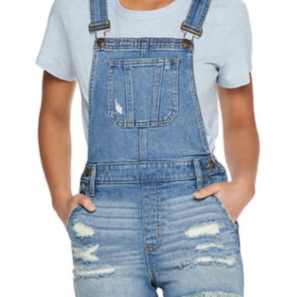 So: Denim Blue Overalls Vintage Stretch Mom Short